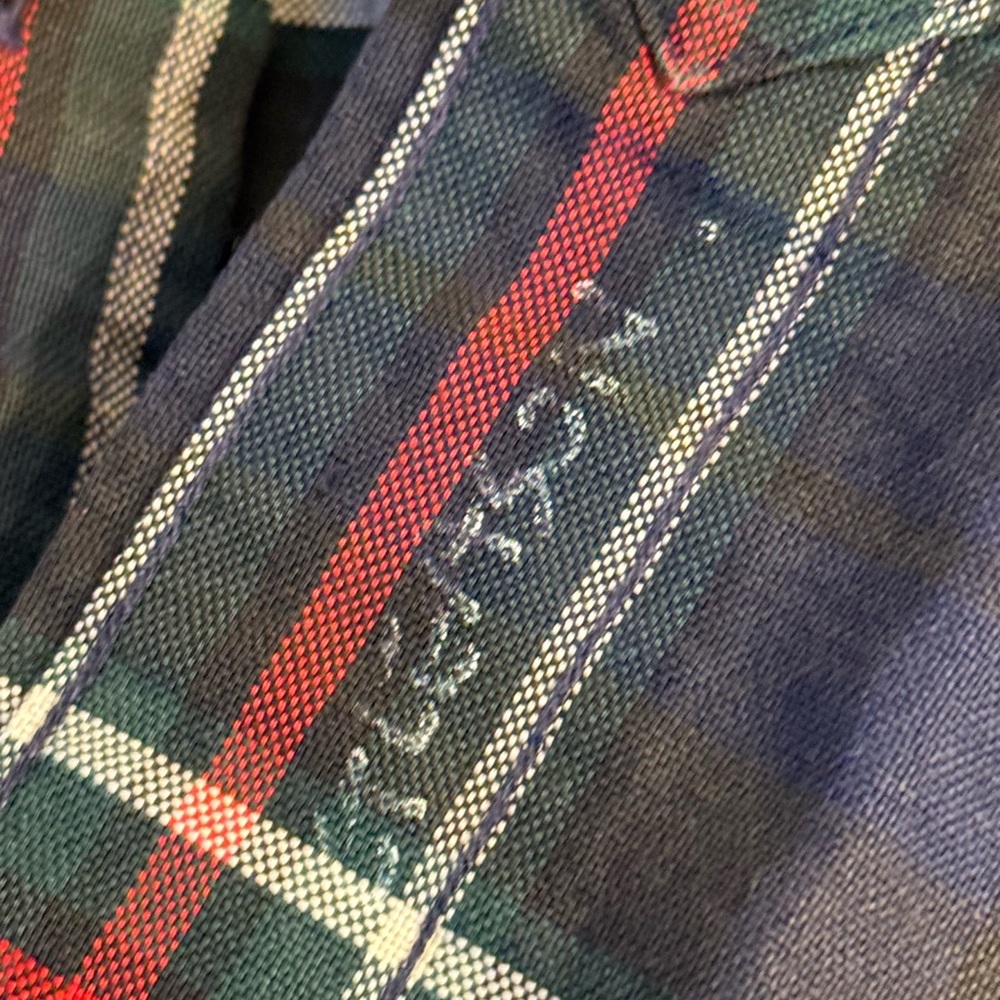 VTG Ralph Lauren BIG SHIRT Men L Navy Green Red Plaid Button Down 100% Cotton - Picture 13 of 15